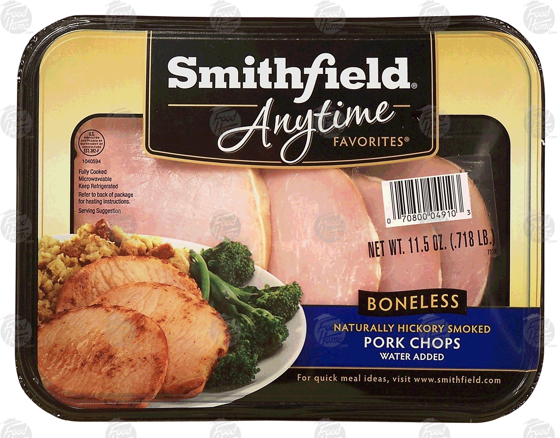 Smithfield Anytime pork chops, boneless, water added, hickory smoked Full-Size Picture